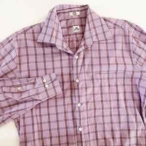 Peter Millar Purple Plaid Men's Check Button Down Long Sleeve Shirt Size M